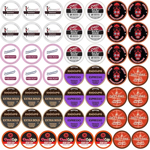 Perfect Samplers Strong Coffee Pods, Extra Bold High Caffeine Dark Roast Single Serve for Keurig K Cup Brewers, Rich, Smooth Variety Pack Sampler