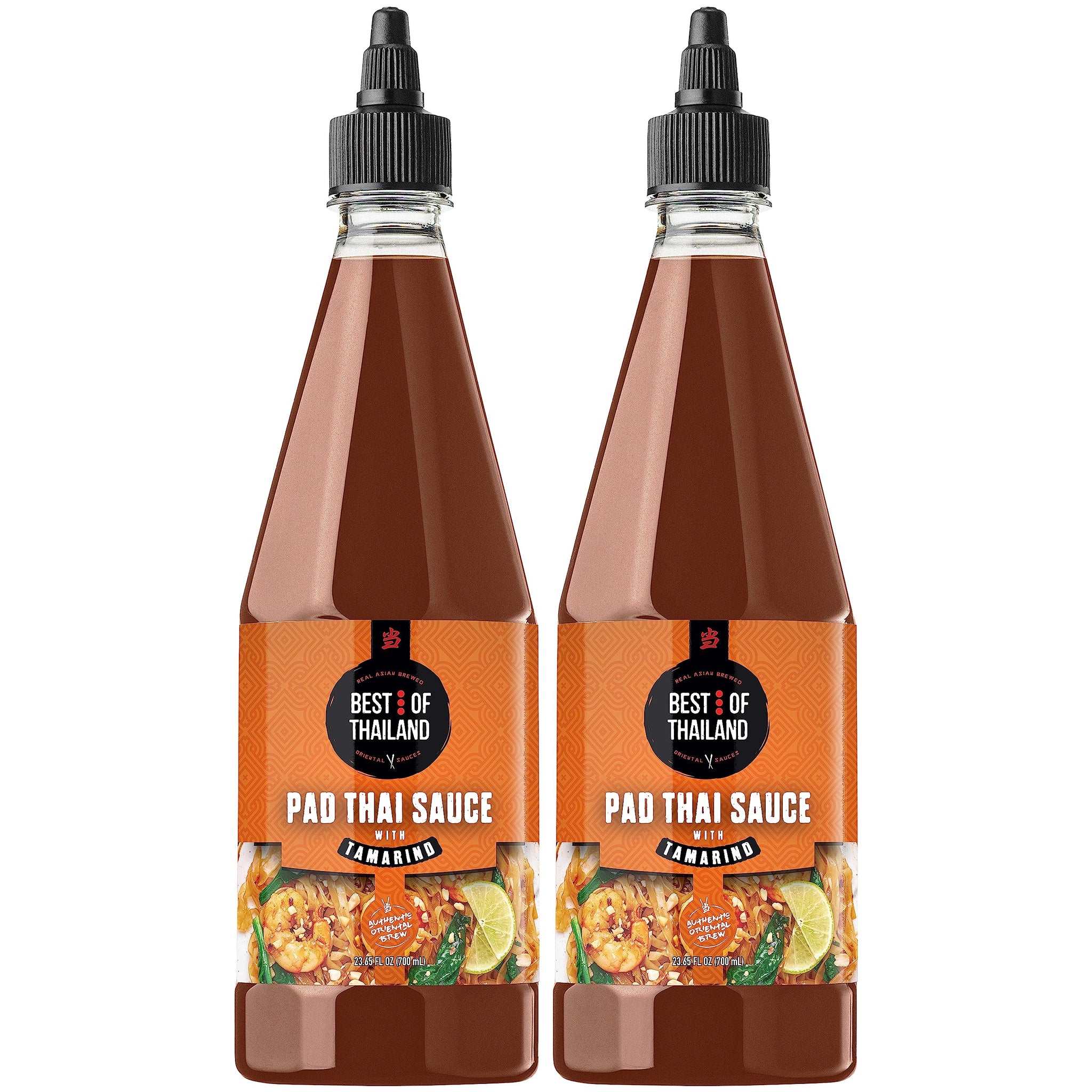 Best Of Thailand Authentic Pad Thai Sauce - Rich Tamarind Flavor, Tangy, Sweet, Savory | Ideal for Noodles, Stir-Fries [NO MSG] | Kosher, Fat-Free |