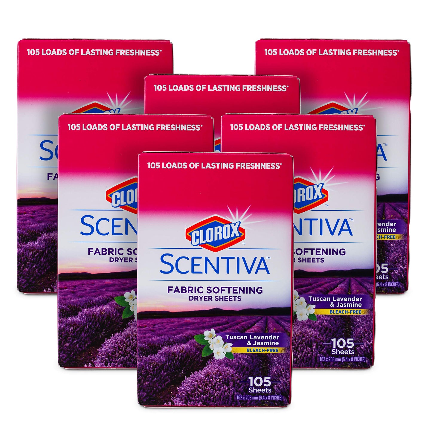 Clorox Scentiva Fabric Softener Dryer Sheets, Tuscan Lavender & Jasmine Scent - Wrinkle Reducing Scented Softening Laundry Dryer Sheets for Great