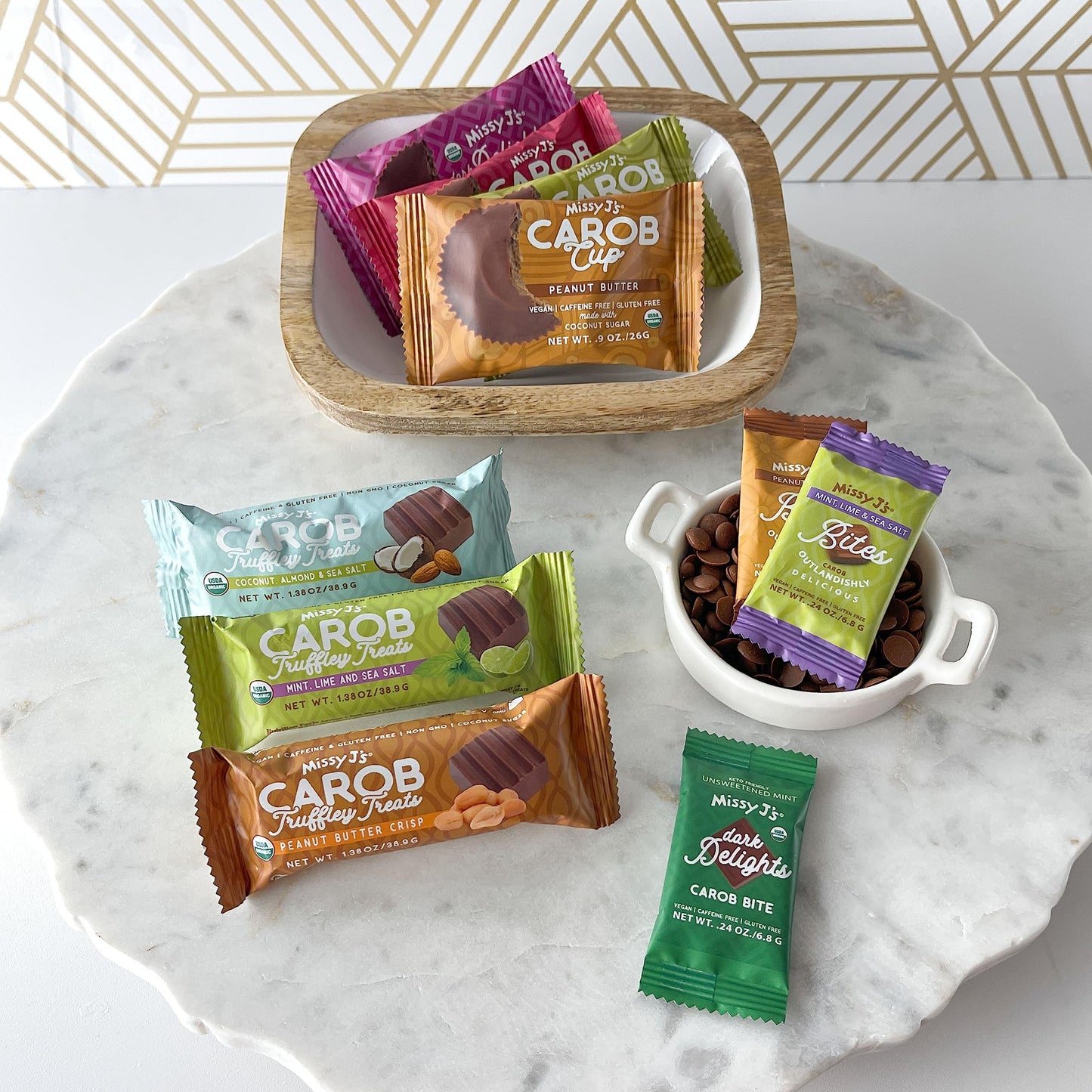 Missy J's Organic Carob Bliss Sampler Pack of 10, Vegan Glutern Free, Substitute for Chocolate, Perfect for Snacks and Treats
