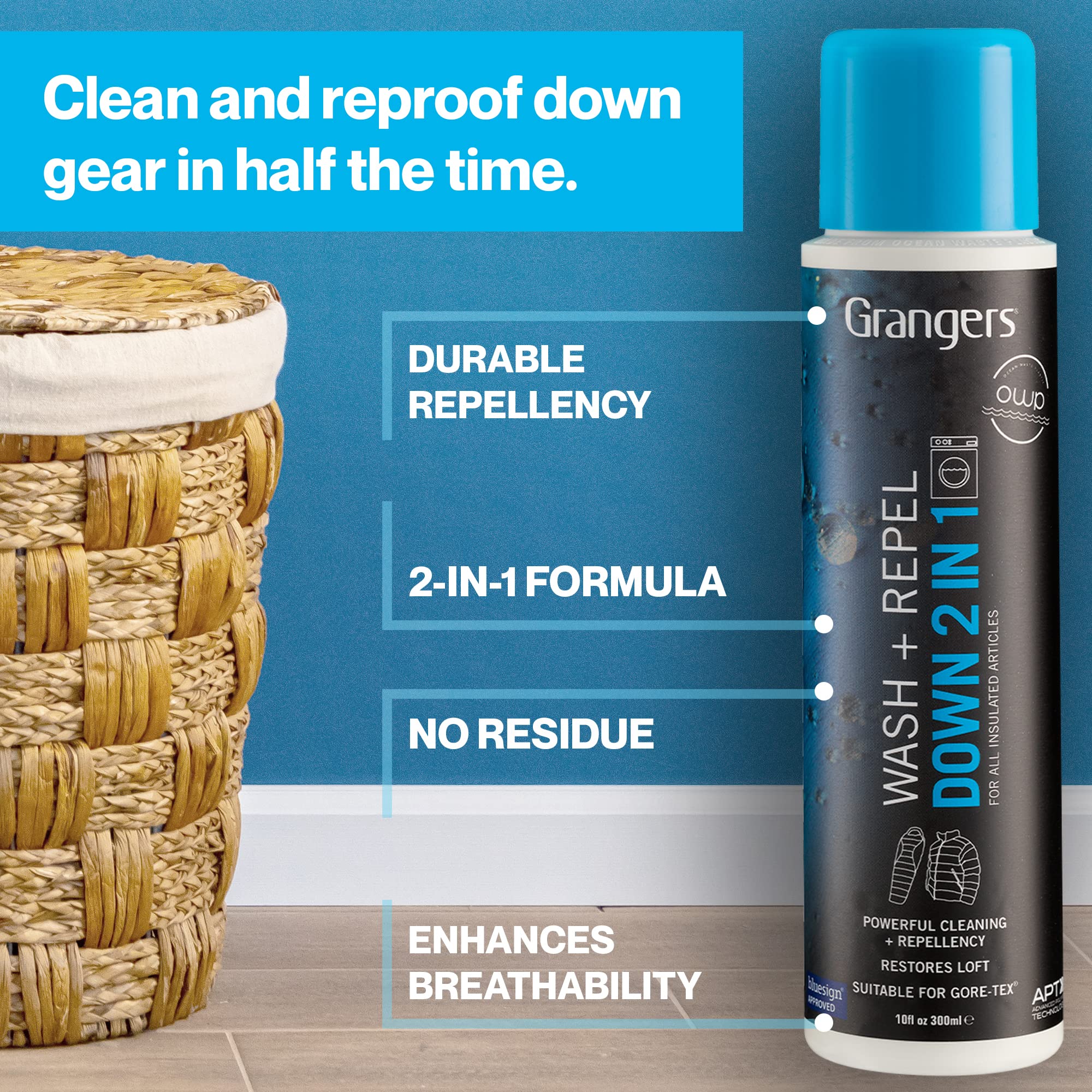 Grangers Down Care Kit - 2 in 1 Wash + Repel Detergent for Down (10 oz) with 3 Reusable Wool Drier Balls To Restore Down Loft