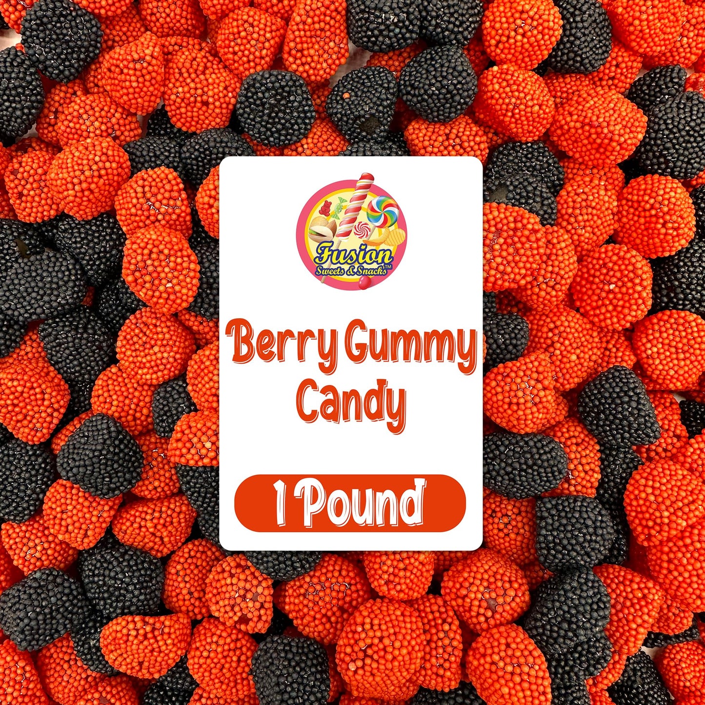 Berries Gummy Candy - 1 Pound Bulk Bag, Crunchy Red And Black Candy - Raspberry And Blackberry Berry Gummies Perfect for Dessert Decorations