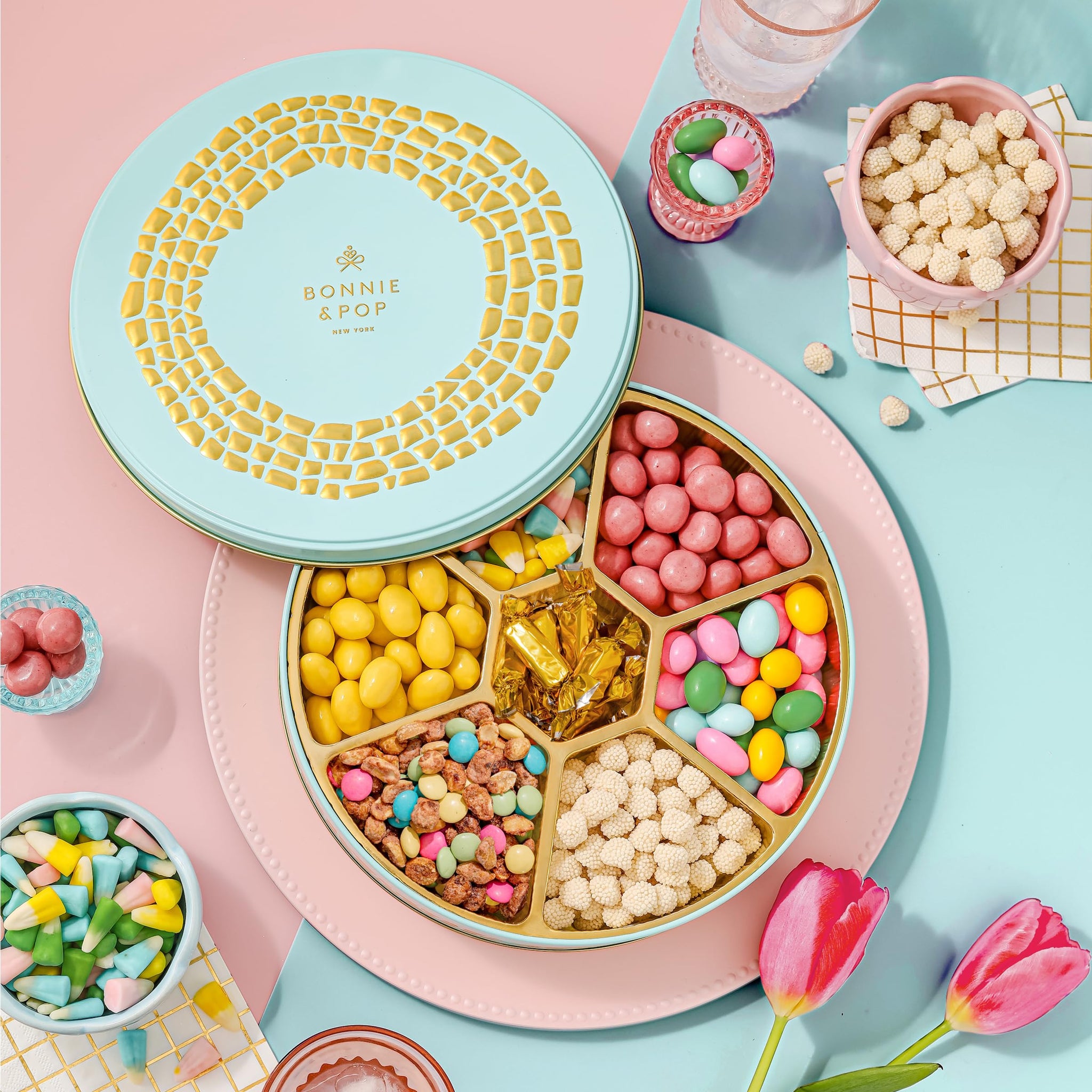 Candy Gift Basket, Snack Variety Box | Spring Candy, Almonds, Chocolate, Gummies, Gourmet Food | Care Package, Treat Assortment for Adults, Families
