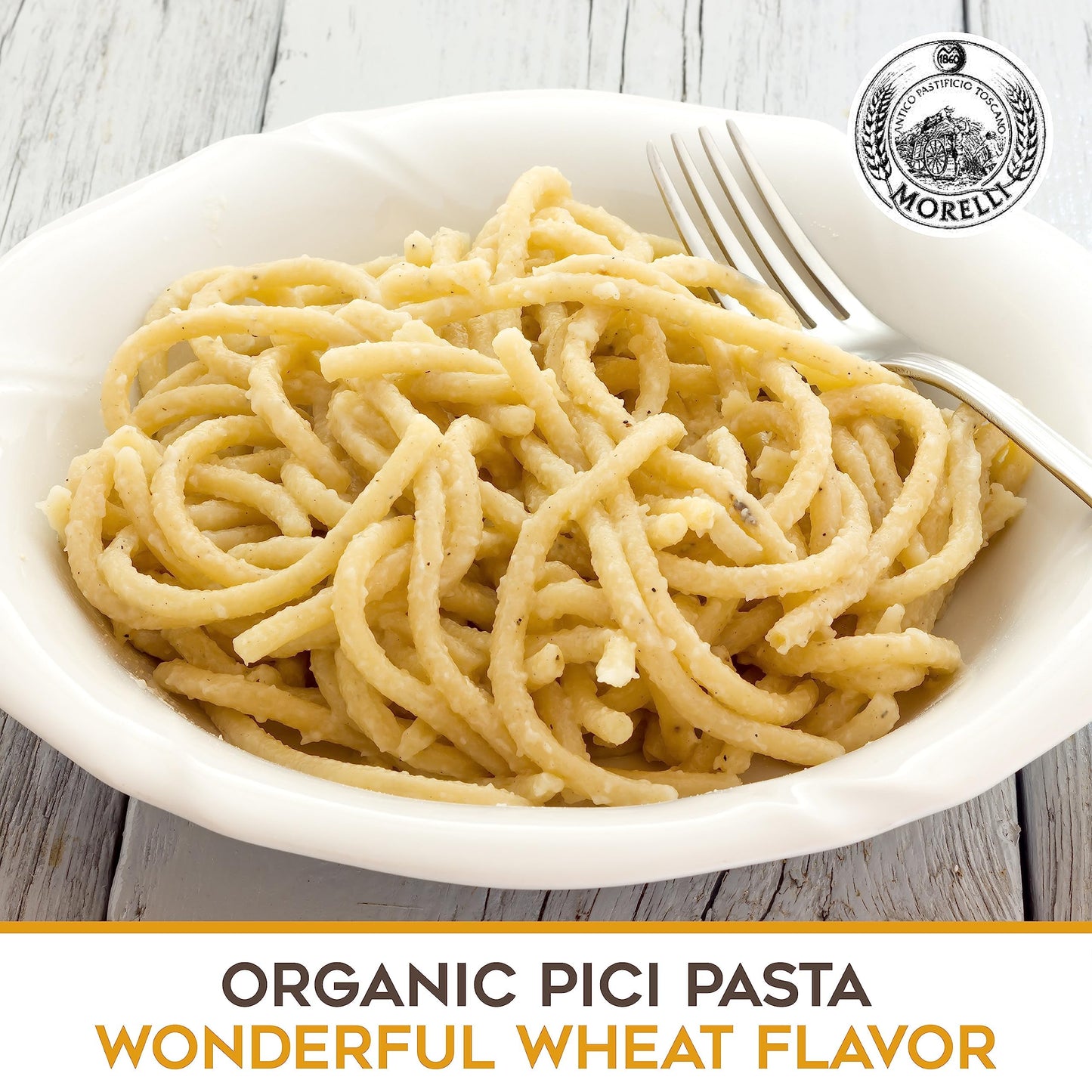 Morelli Pici Pasta di Toscana - Italian Gourmet Organic Pici Noodles - Thick Organic Pasta Nests Made in Italy from Durum Wheat Semolina - 17.6oz