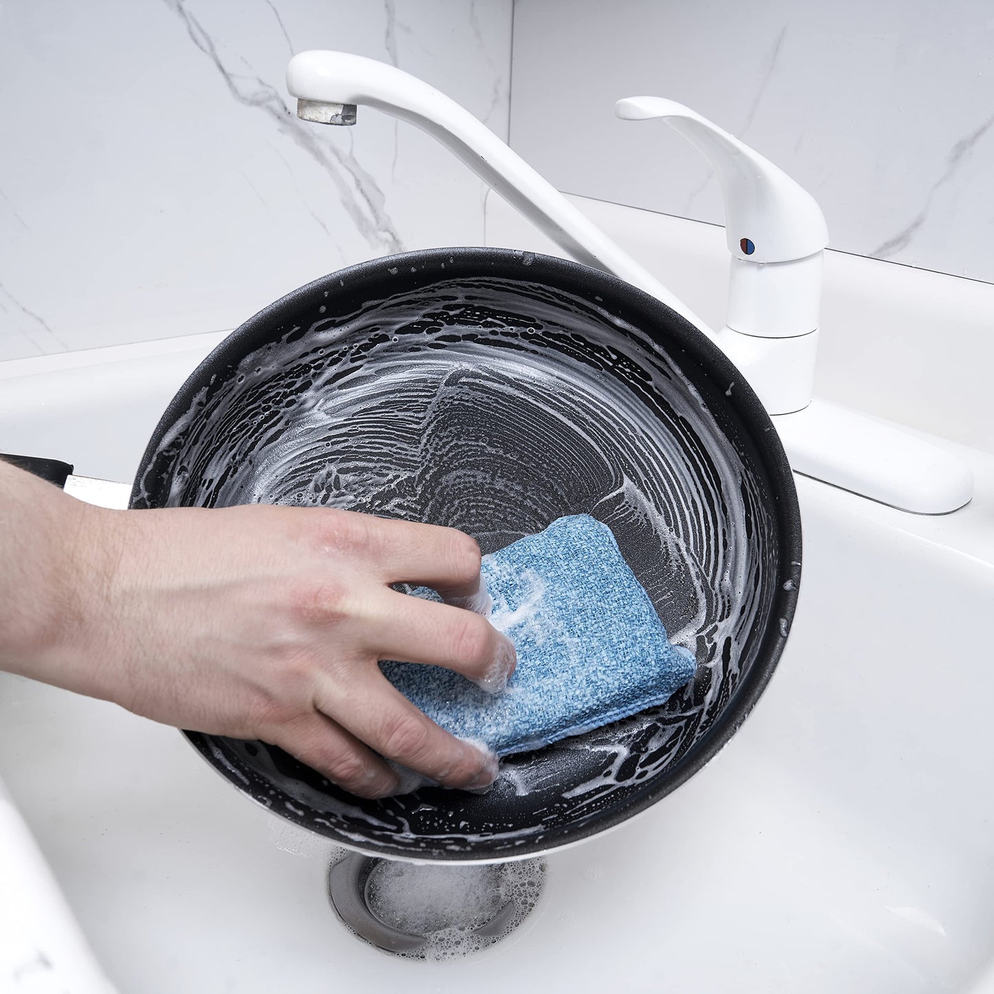 Miracle Microfiber Scrubbing Sponge, Blue Extra Scrubbing Power Sponge for Kitchen, Sink, Pot, Pan and Dish Washing, Super Absorbent and Rapid Drying