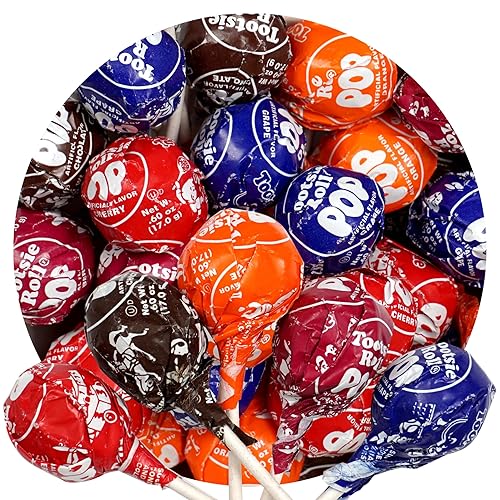 Tootsie Roll Pops with Chocolate Tootsie Roll Center, 2lb Bulk Bag (Approx 44 Count), Original Assorted Fruit Flavors, The Hampton Popcorn & Candy