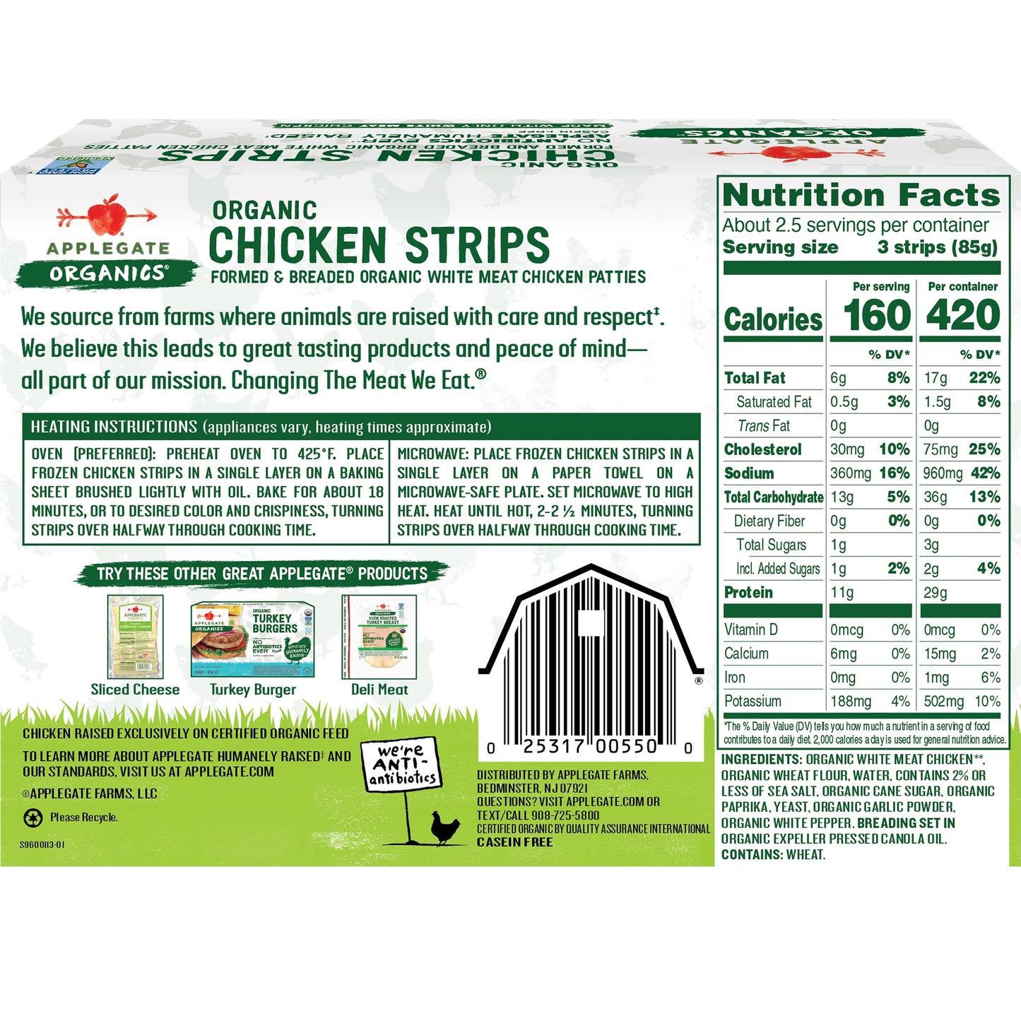 Applegate Farms Organic Chicken Strips, 8 OZ