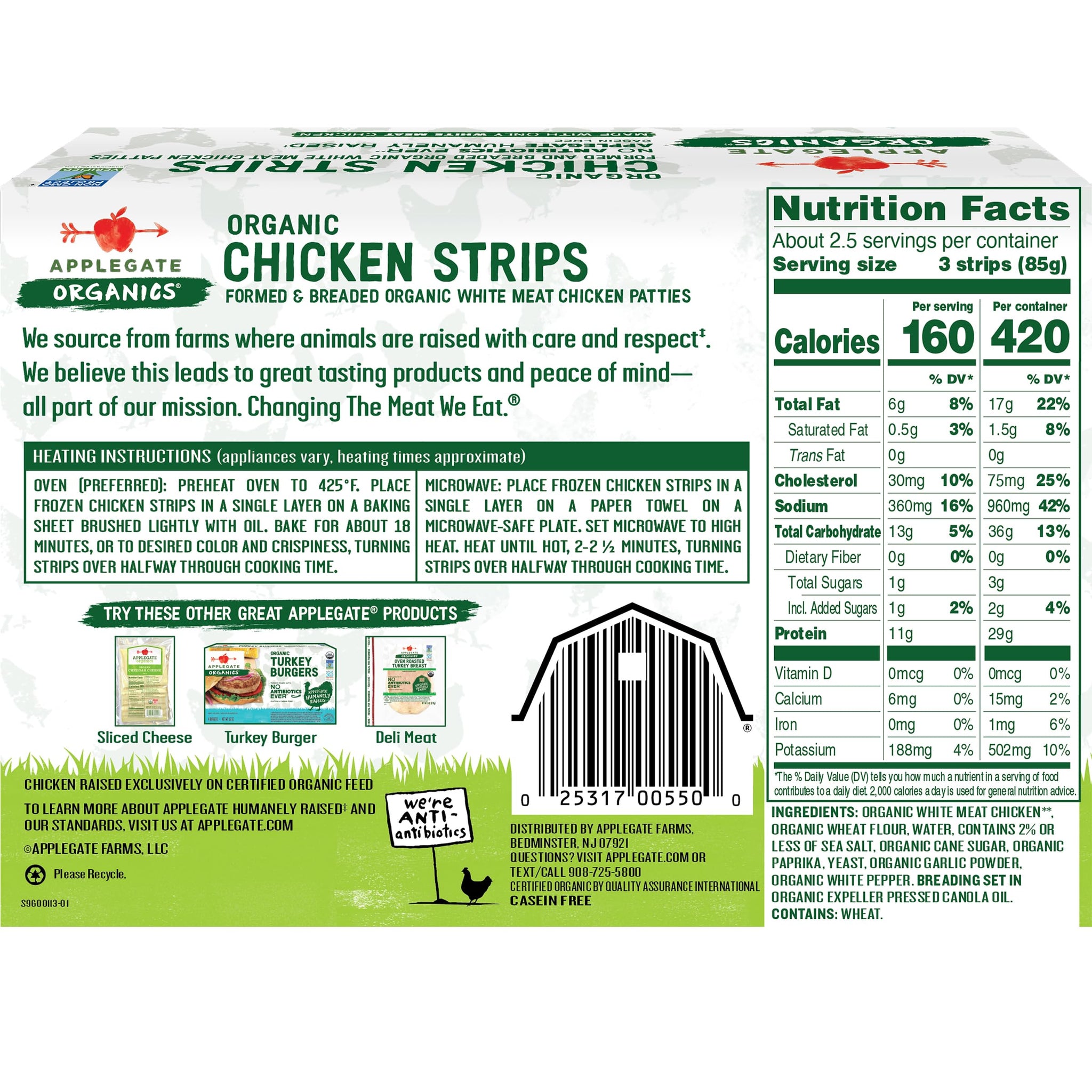 Applegate Farms Organic Chicken Strips, 8 OZ