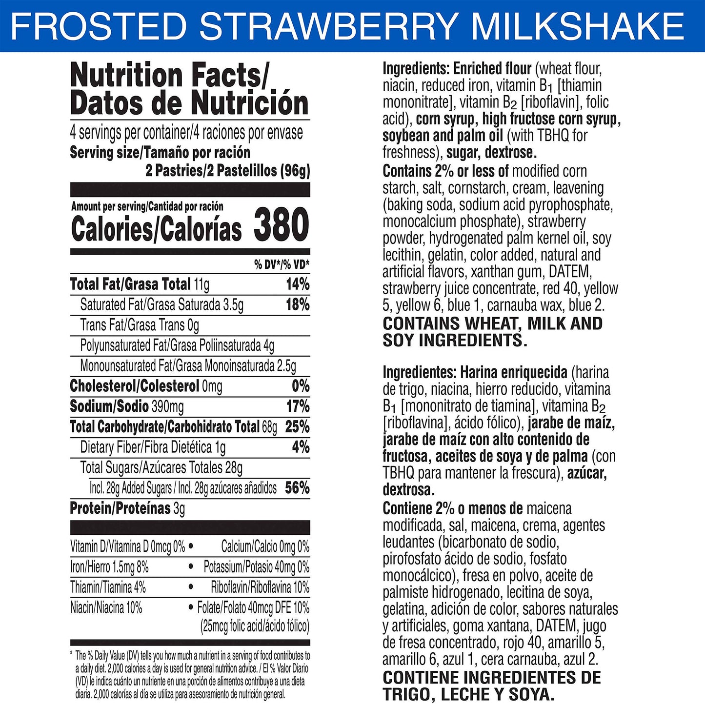 Pop-Tarts, Breakfast Toaster Pastries, Frosted Strawberry Milkshake, 10.159lb Case (48 Count)