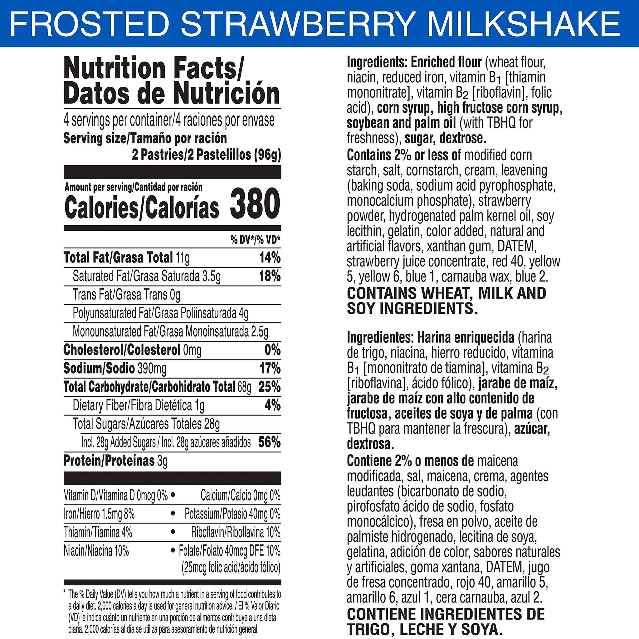 Pop-Tarts, Breakfast Toaster Pastries, Frosted Strawberry Milkshake, 10.159lb Case (48 Count)