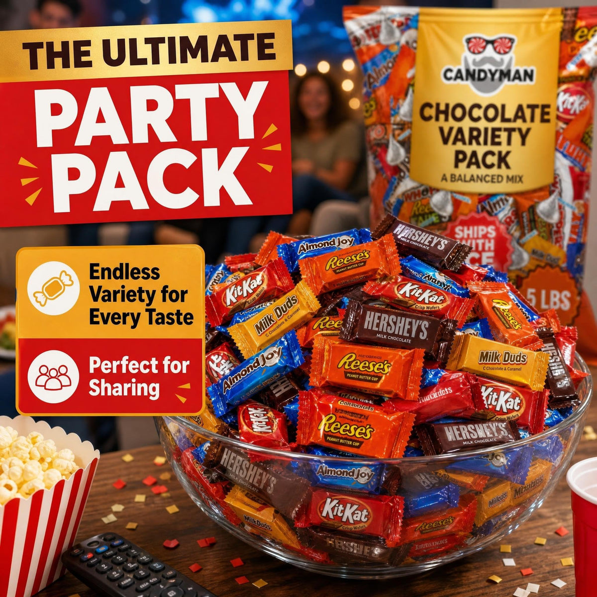 CANDYMAN 5 lb Chocolate Candy Variety Pack, Individually Wrapped