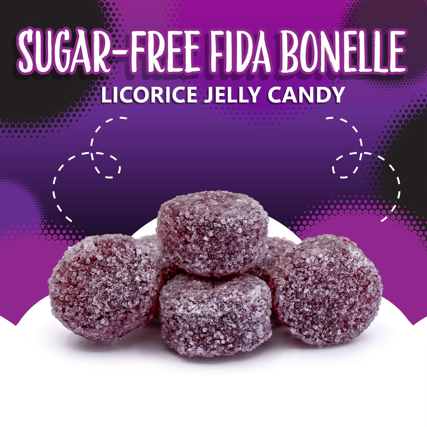 Fida Bonelle Sugar Free Candy | 1 Pound Bag | Black Licorice Jelly Candy Individually Wrapped | Naturally Flavored Dye Free Candies | Italian Gourmet