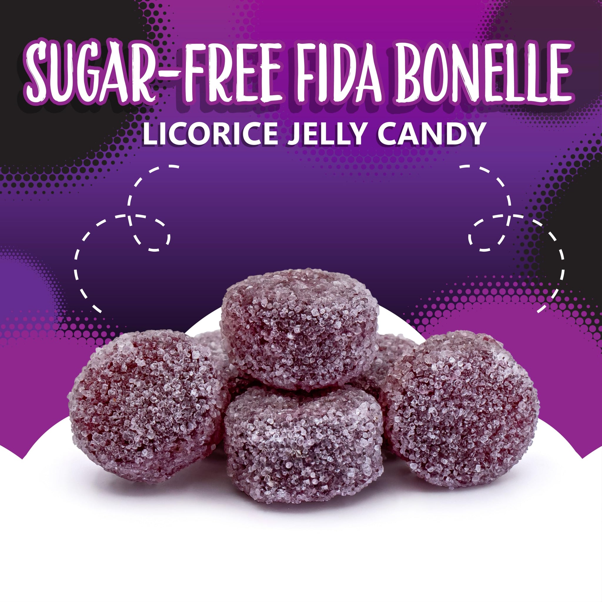 Fida Bonelle Sugar Free Candy | 1 Pound Bag | Black Licorice Jelly Candy Individually Wrapped | Naturally Flavored Dye Free Candies | Italian Gourmet