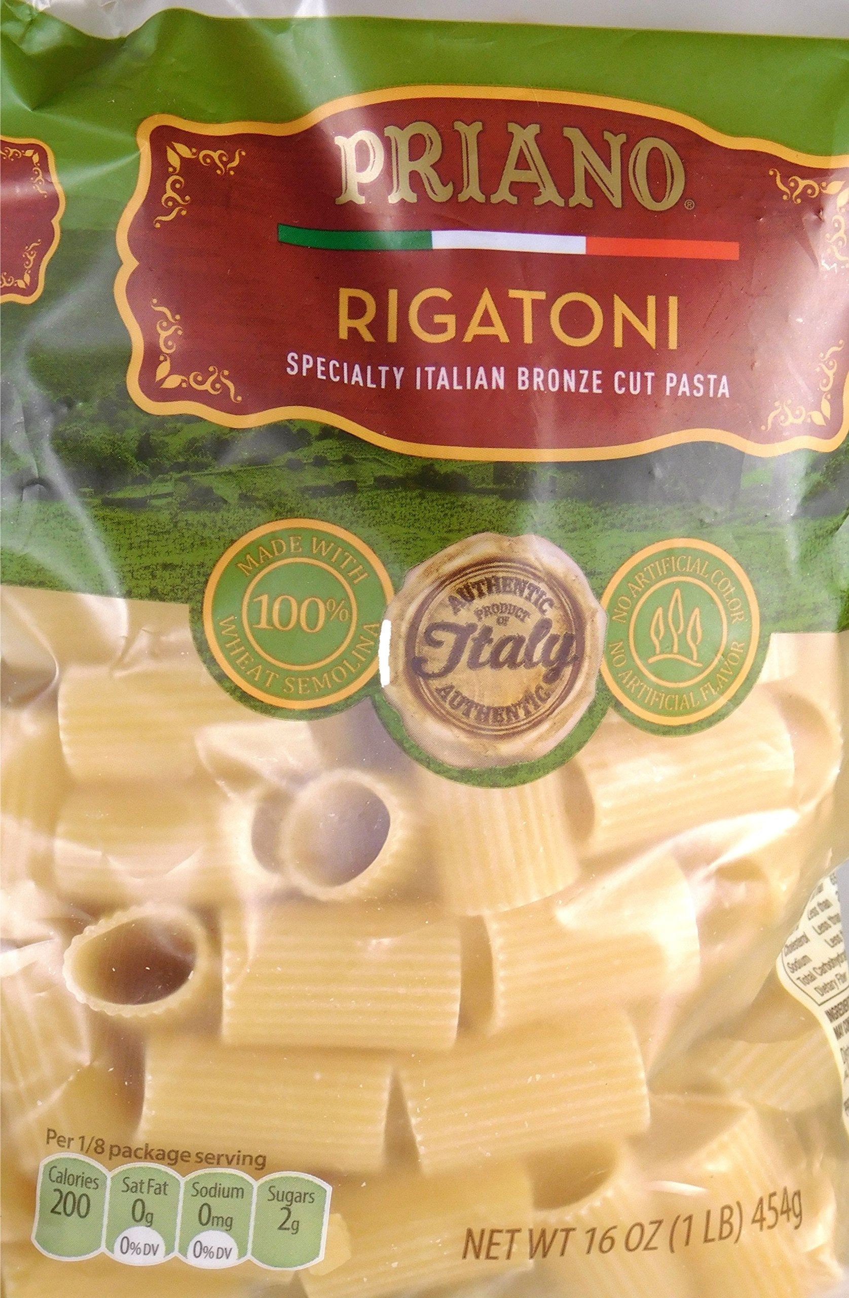 Priano Imported Italian Bronze Cut Rigatoni Past (2 x 16 oz. packages)