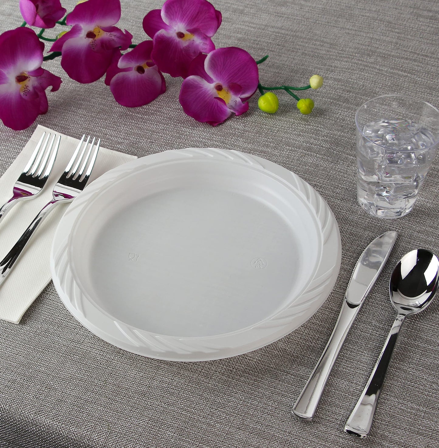 Blue Sky 241 100 Disposable Plastic Plates, 9-Inch, White (200 Count), 200 PACK