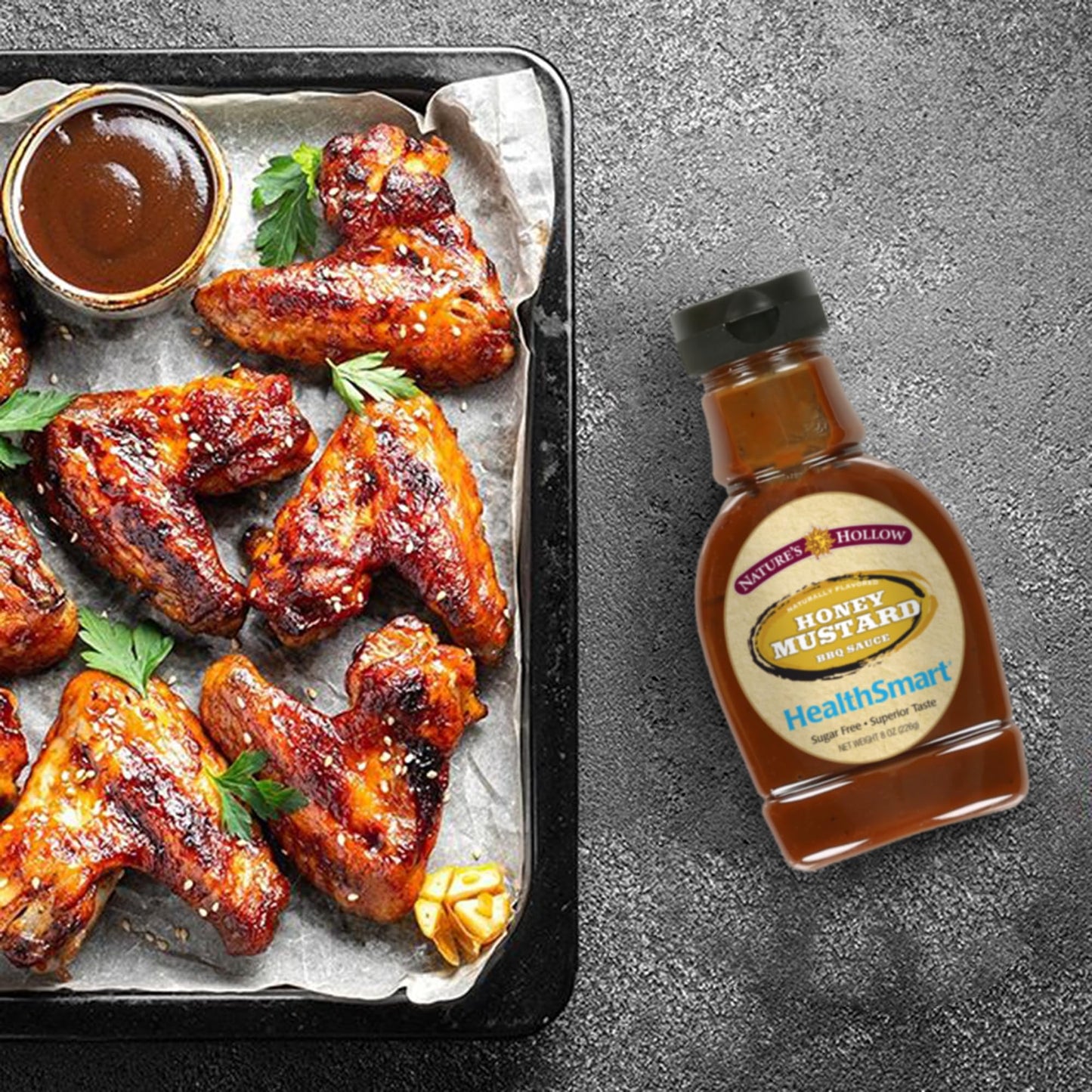 Nature's Hollow HEALTHSMART Honey Mustard BBQ Sauce - Low Calorie, Low Carb, Gluten Free, Keto, and Sugar Free BBQ Sauce, Barbecue Sauce Enhances