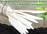 Disposable Knives Made From Non-GMO, Plant-Based, Plastic, 50 Pk. Sturdy Utensils are Certified, Compostable, Eco-Friendly Cutlery With No Wood Taste