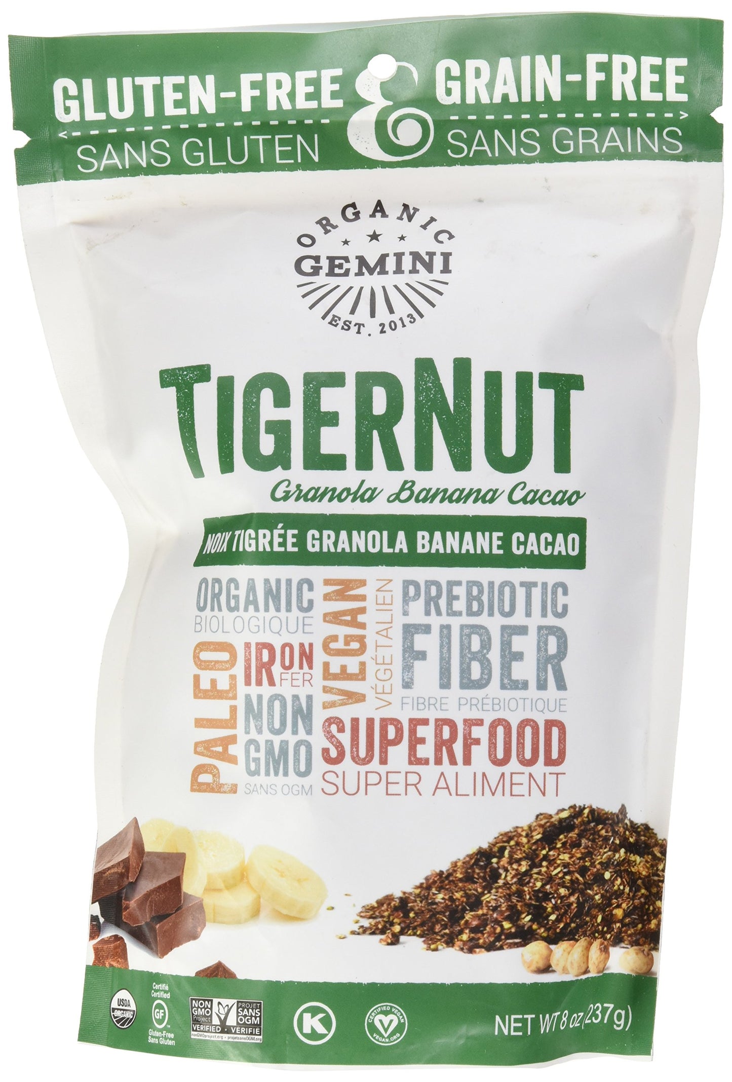 TigerNut Raw Granola (Banana - Cacao, 1 x 8oz)