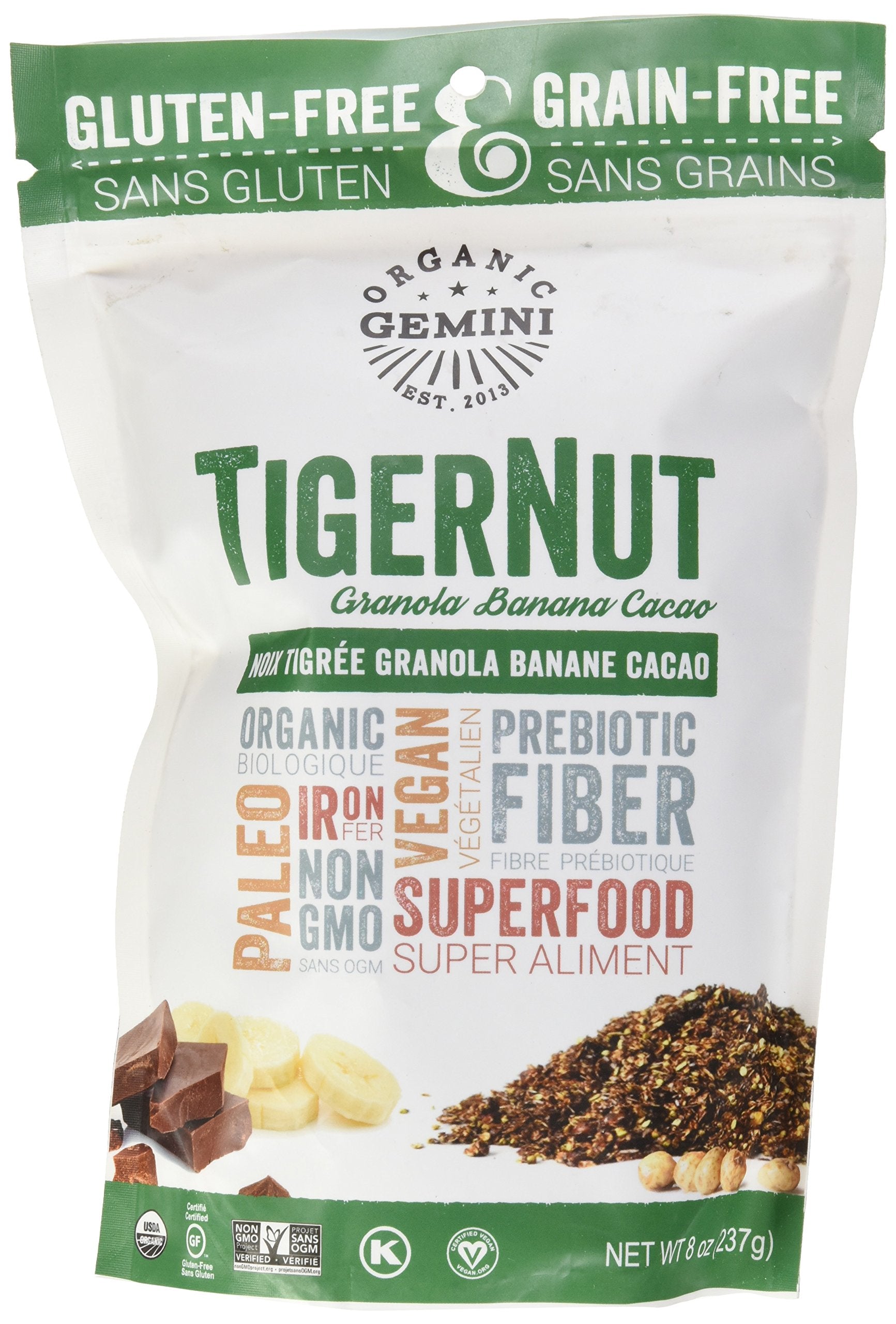 TigerNut Raw Granola (Banana - Cacao, 1 x 8oz)