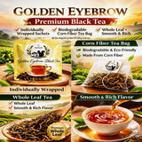 YPHFPDDONT Premium Golden Eyebrow Black Tea Bags - Luxury Whole Leaf Tea, Individually Wrapped Eco-Friendly Corn Fiber Sachets, Sweet Honey Aroma