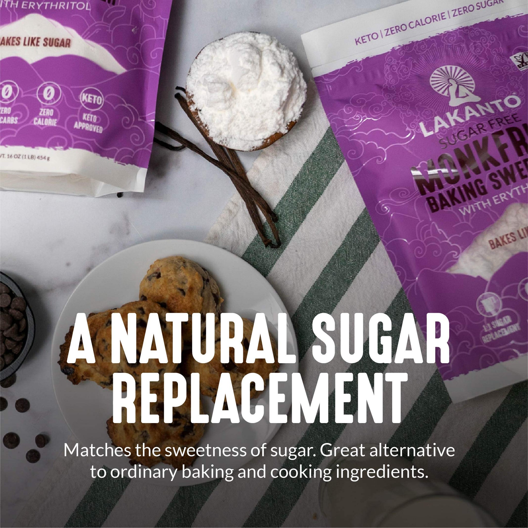 Lakanto Baking Monk Fruit Sweetener with Erythritol - Baking Sugar Substitute, Zero Calorie, Keto Diet Friendly, Zero Net Carbs, Extract, Sugar Replacement (1 lb)