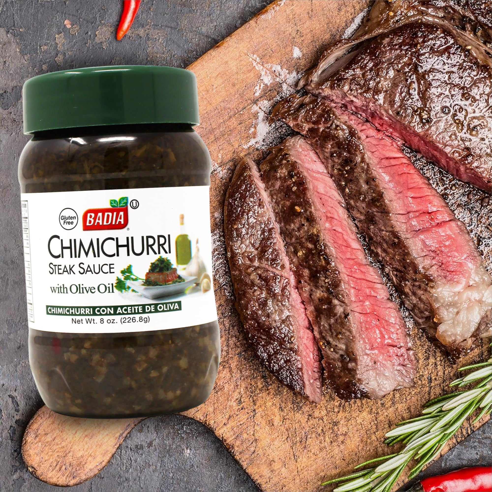 Badia Chimichurri Steak Sauce with Olive Oil 8 oz - Traditional Argentinian-Style Sauce for Grilling, Marinades & Meats