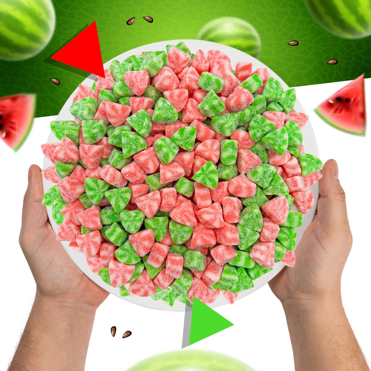 Sour Watermelon Candy | 1 Pound Bulk | Sugar Coated Gummy Candy Fruit Snacks | Juicy Watermelon Gummies | Slices with Sweet and Tangy Flavor
