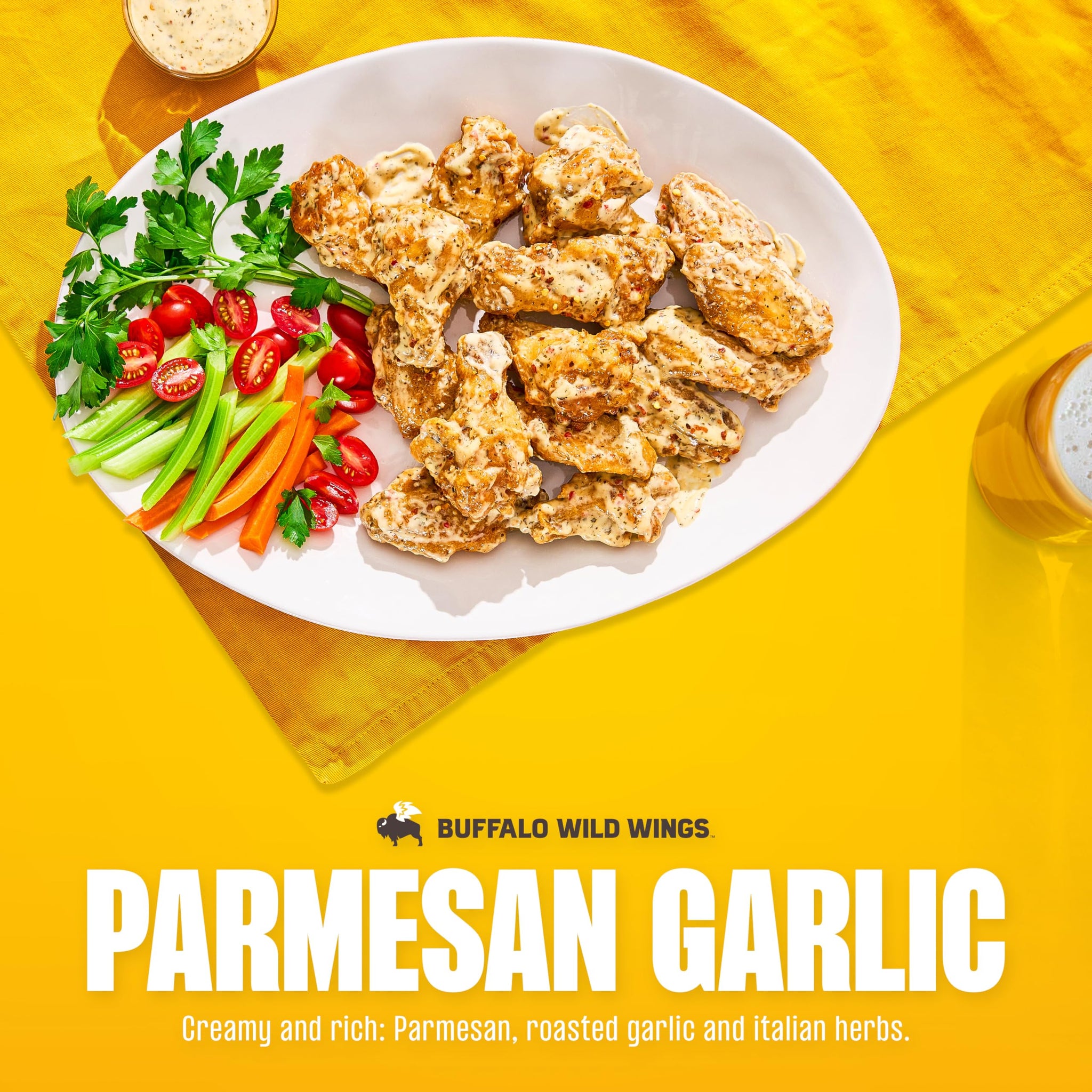 Buffalo Wild Wings Parmesan Garlic Sauce, 12 fl. oz., Perfect Dipping Sauce, Chicken Marinade, Chicken Parmesan Topping and Wing Seasoning, Made