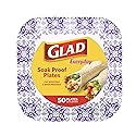 Glad Square Disposable Paper Plates for All Occasions | Soak Proof, Cut Proof, Microwaveable Heavy Duty Disposable Plates | 8.5" Diameter, 50 Count
