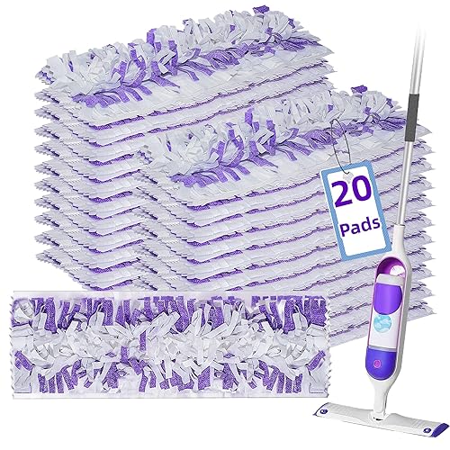 Disposable Mopping Pad Refills for PowerMop Multi-Surface Mop and PowerMop Wood Mop, Spray Clean Pads Replacement (Purple -20)