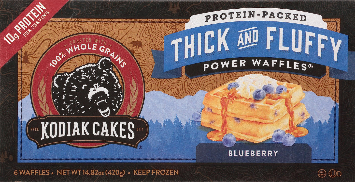 Kodiak Cakes, Thick and Fluffy Power Waffles Blueberry, 14.82 Ounce