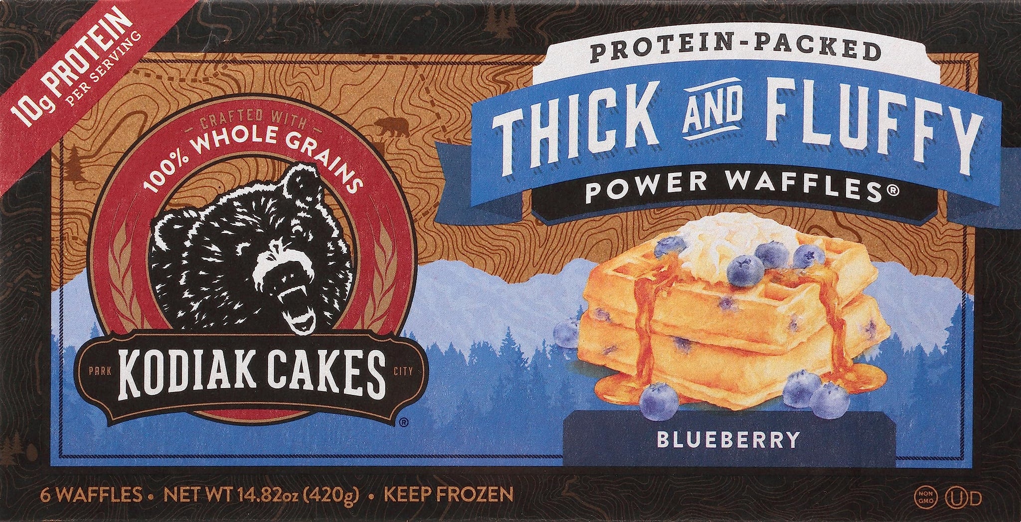 Kodiak Cakes, Thick and Fluffy Power Waffles Blueberry, 14.82 Ounce