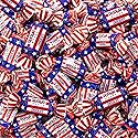 Patriotic Candy - 2 Pound Pack - Chocolate Flavored Caramels - Fourth of July Candy Bulk - Individually Wrapped Red White and Blue Taffies