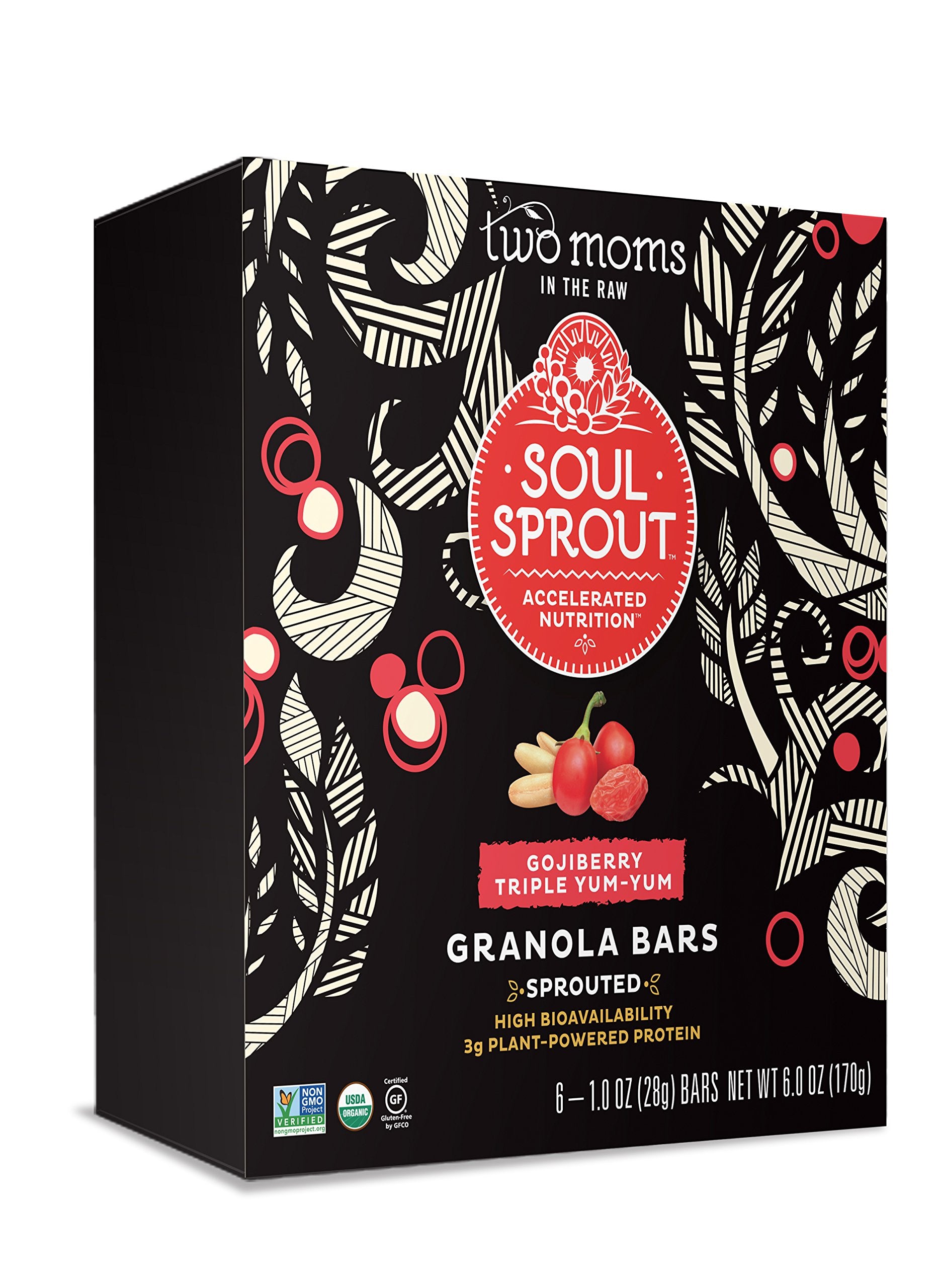 Two Moms in the Raw Soul Sprout Gluten Free Granola Bars, Gojiberry Triple Yum-Yum 6 oz