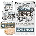 Two River Lion's Mane Mushroom Broth made with organic Lion's Mane and Shiitake Mushrooms, vegan plus adaptogens, perfect for sipping and souping