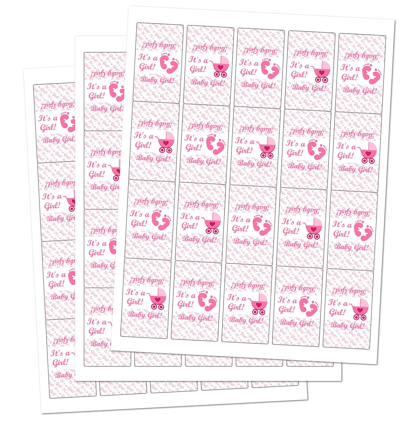 60 Pink Its a Girl Baby Shower Miniatures Candy Bar Wrapper, Baby Shower Miniatures Candy Bar Stickers