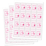 60 Pink Its a Girl Baby Shower Miniatures Candy Bar Wrapper, Baby Shower Miniatures Candy Bar Stickers