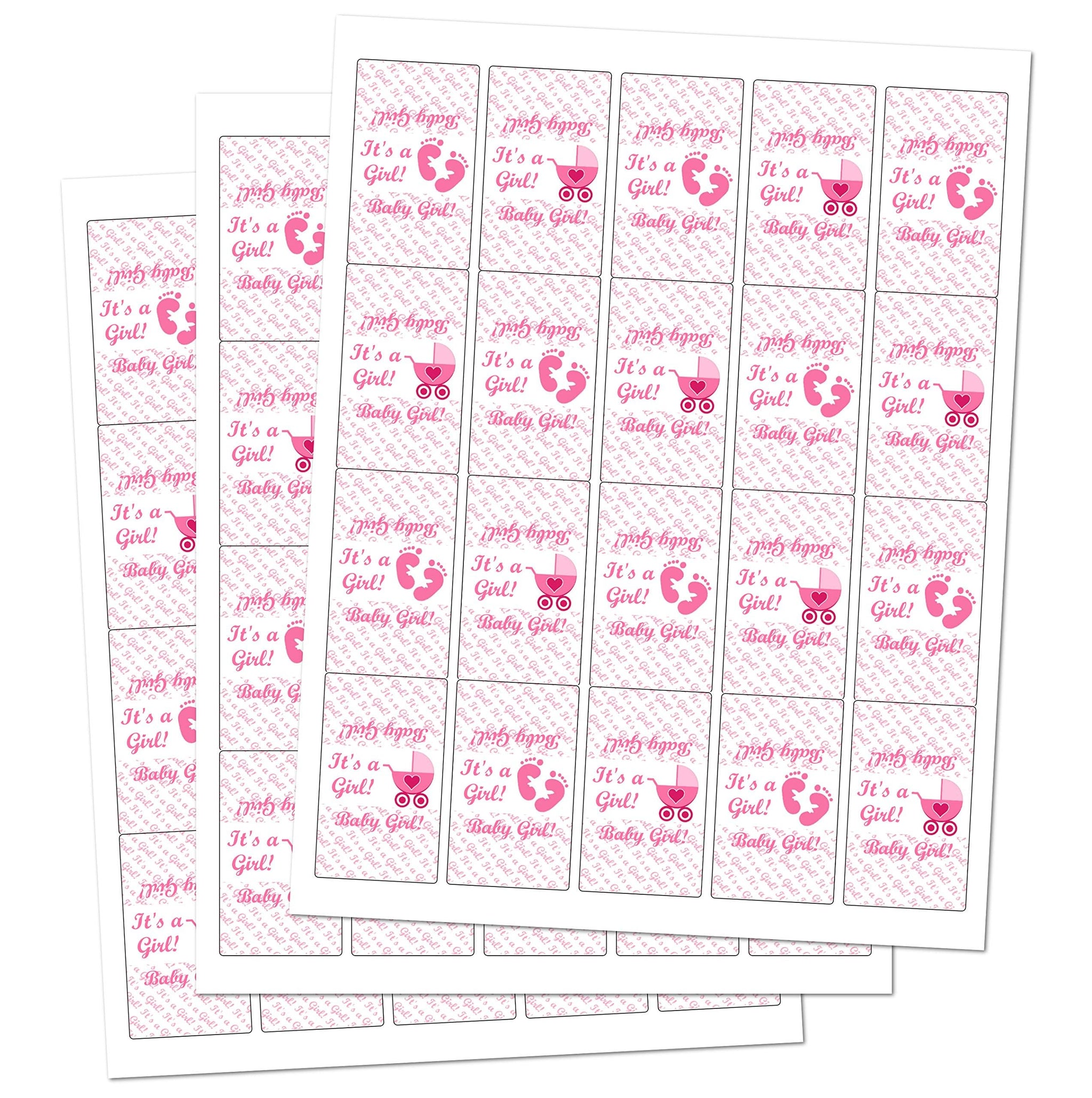 60 Pink Its a Girl Baby Shower Miniatures Candy Bar Wrapper, Baby Shower Miniatures Candy Bar Stickers