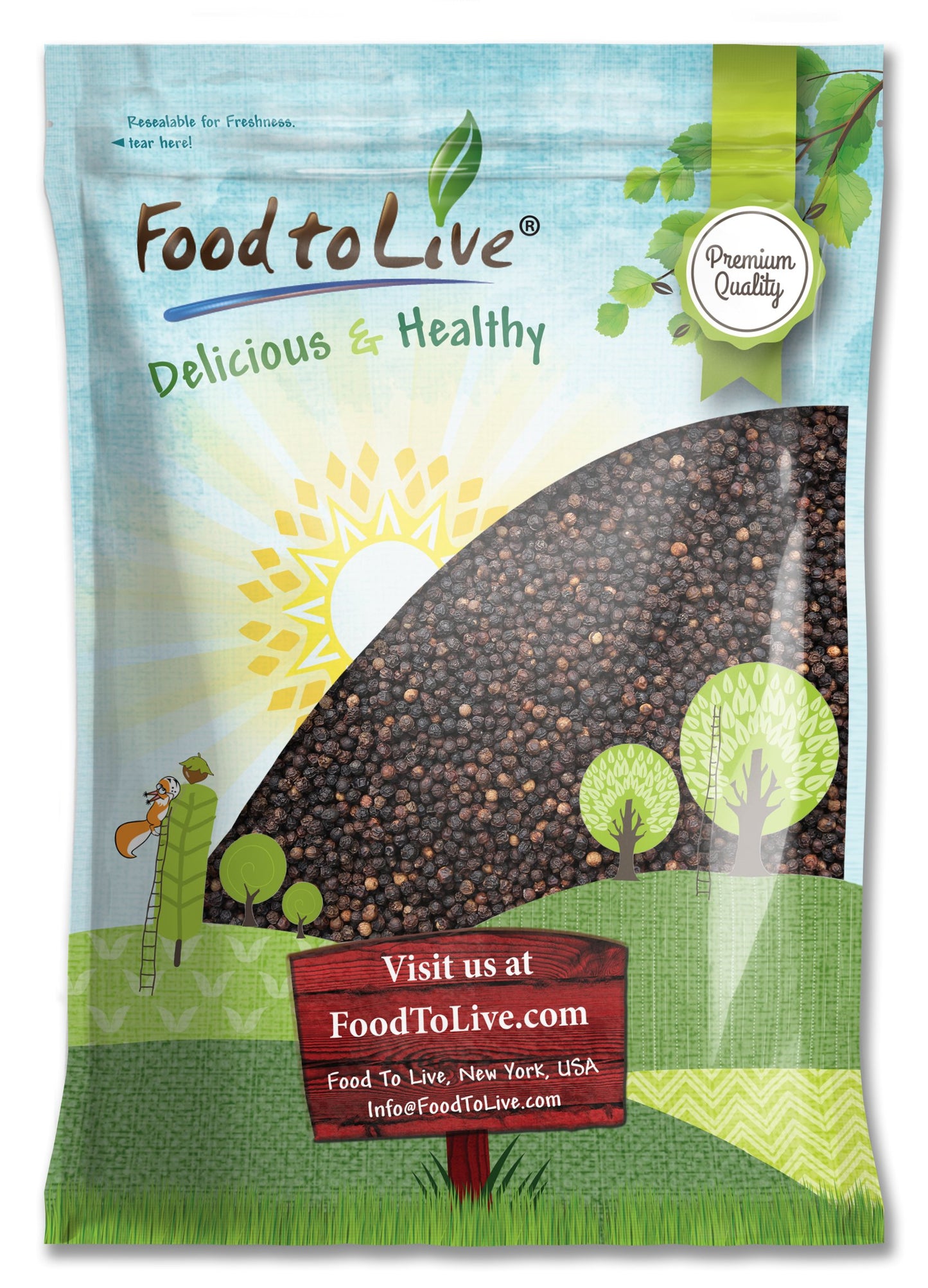 Food to Live - Whole Black Pepper, 8 Pounds Dried Peppercorns, Kosher, Vegan, Bulk Spice. Strong Pungent Flavor. Rich in Minerals. Great for Spicing