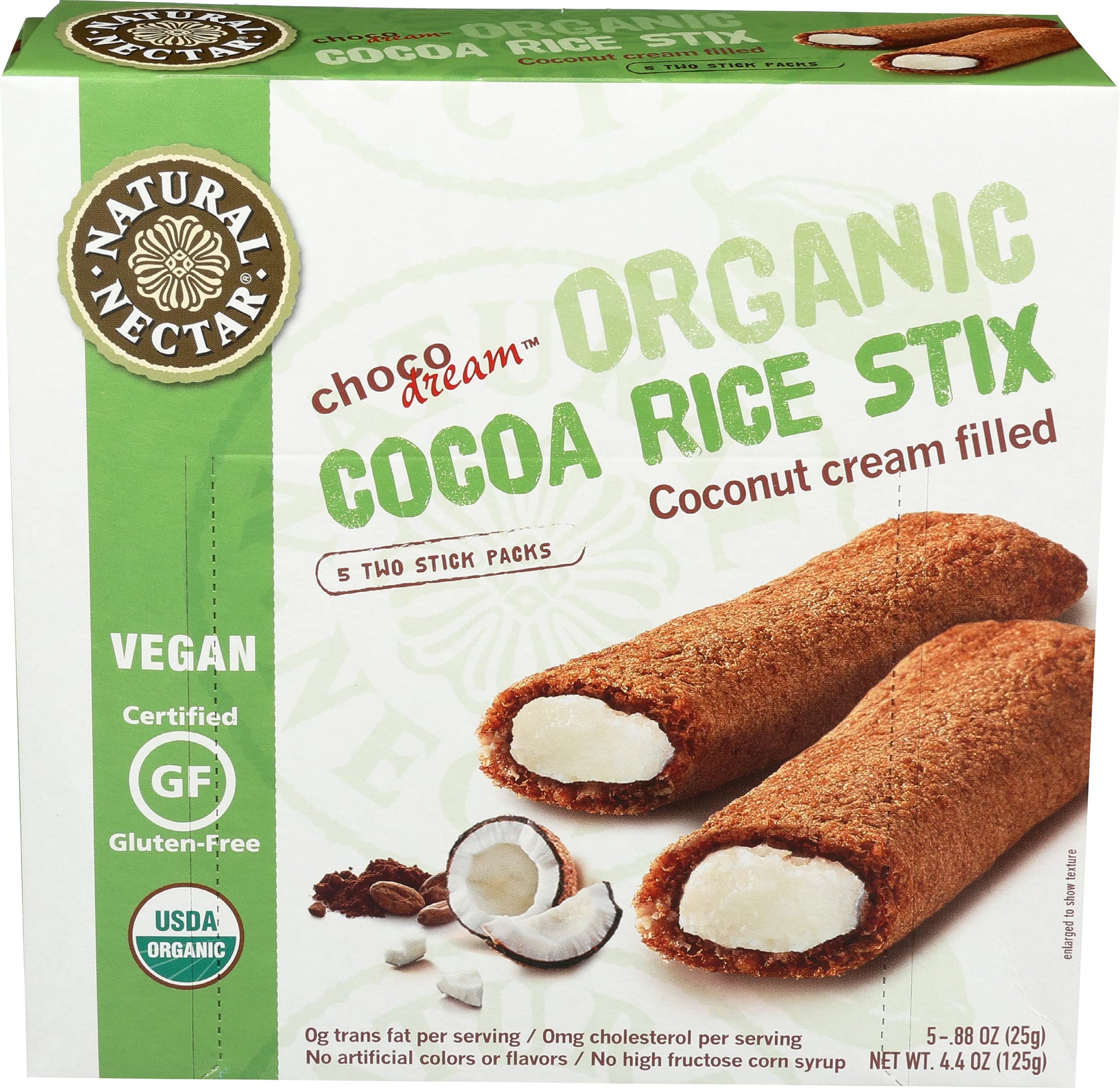 Natural Nectar, Cocoa Rice Stix Coconut Cream Filled Organic, 4.4 Ounce