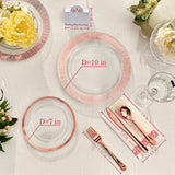 LAXORE 200 Pcs Plastic Dinner Plates - Decorative Disposable Plates - Disposable Plates - Party Plates Set: 25 7’’ & 25 10’’ Plates, 50 Forks, 25