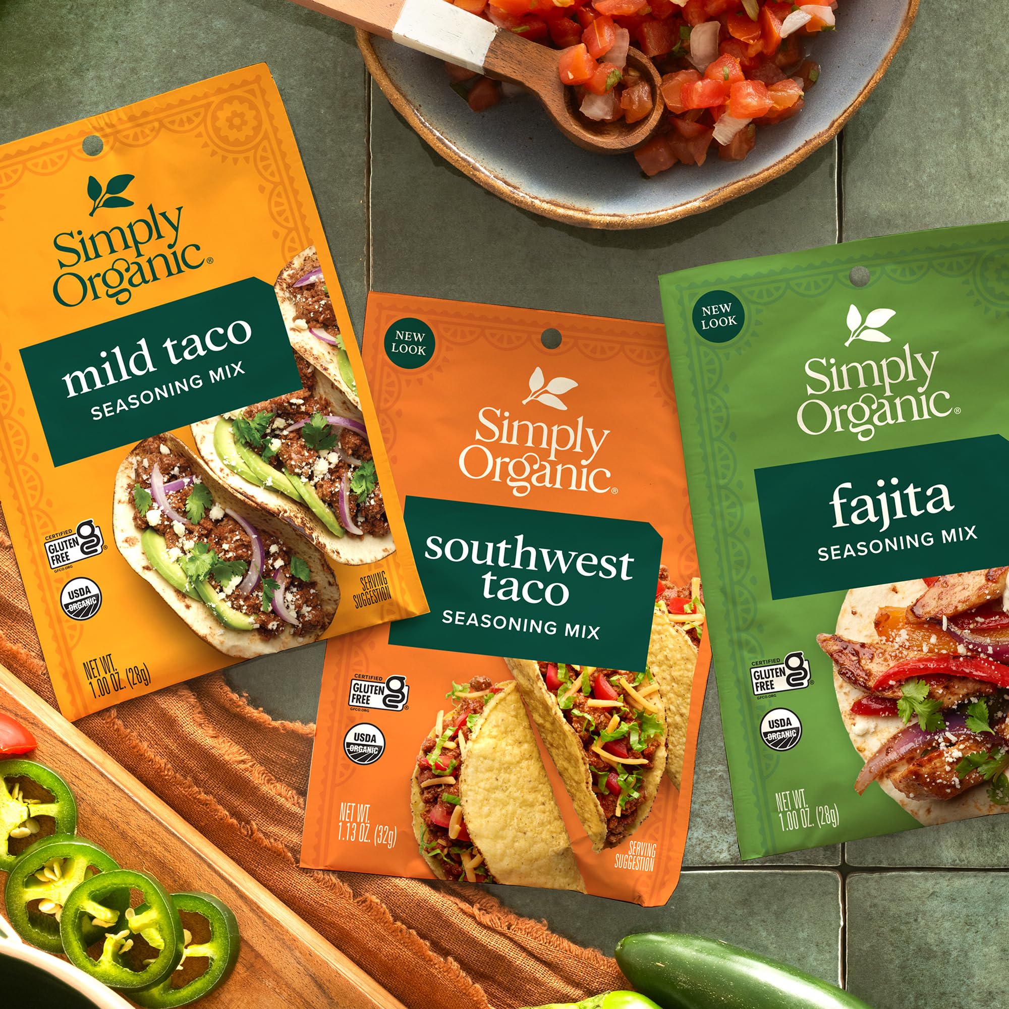 Simply Organic Fajita Seasoning Mix, Gluten Free, Certified Organic, Kosher - Chicken Fajita Seasoning - Pure Flavor for Tacos, Stir-Fries, Mexican