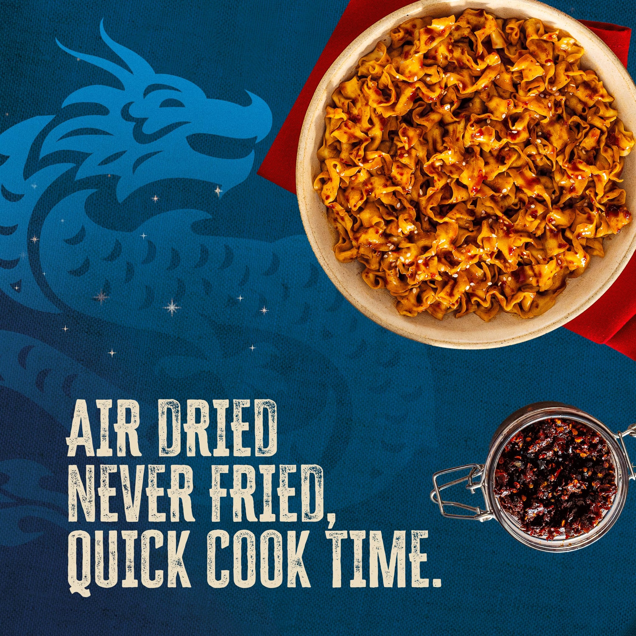 Blue Dragon Chili Crisp Saucy Noodles - 4.2oz (Pack of 6) - Knife Cut Thick Noodles w/Spicy Chili Crisp Sauce & Sesame Seed Garnish - Quick & Easy