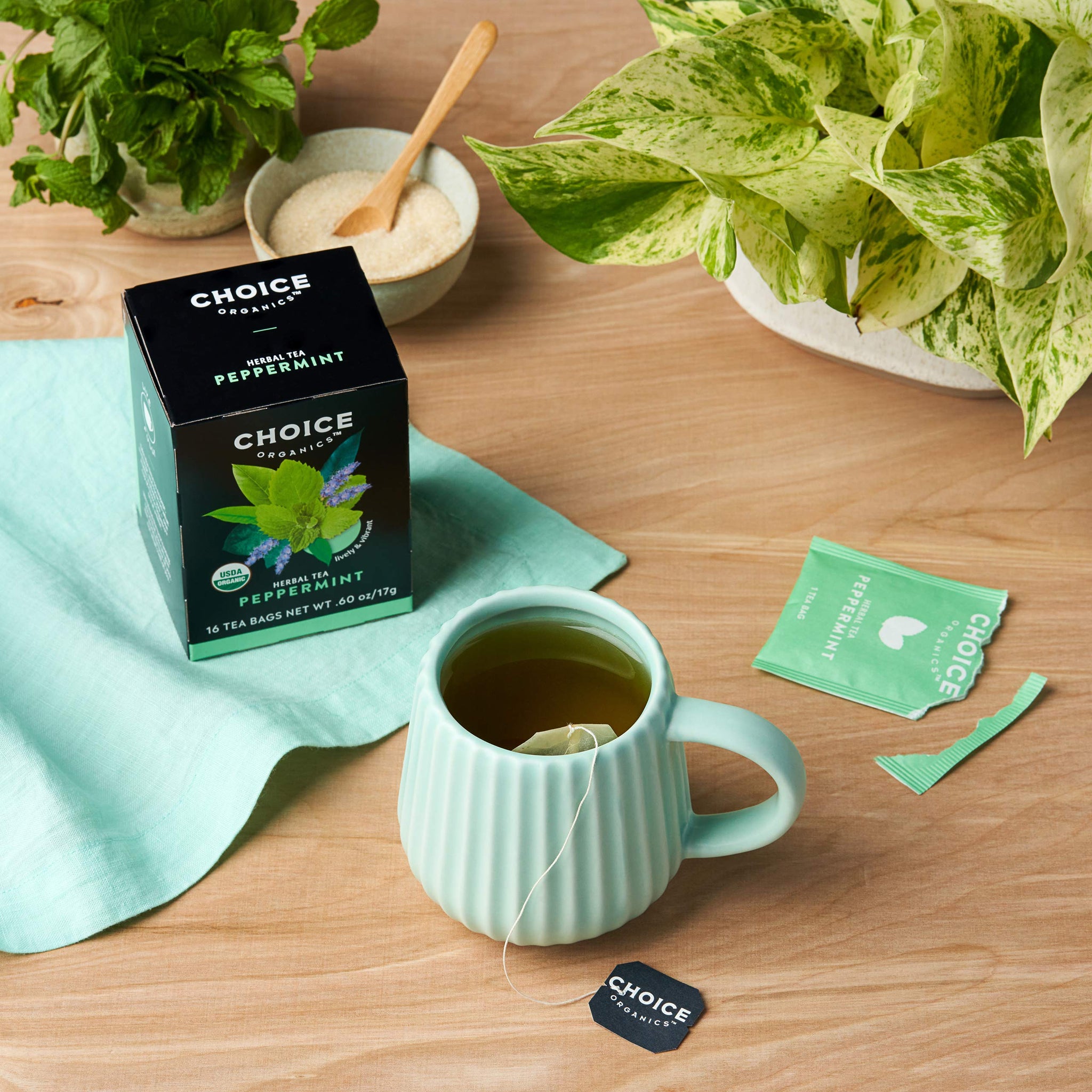 Choice Organic Teas Peppermint Tea - Compostable - Caffeine Free - 48 Organic Herbal Tea Bags (Pack of 3)