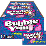 BUBBLE YUM Cotton Candy Flavored Chewy, Bubble Gum Packs, 2.82 oz (12 Count)