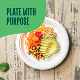 100% Compostable Paper Plates, Heavy Duty Disposable Plates [125-Pack] 9 Inch Plates - Eco-Friendly, Biodegradable Sugarcane Bagasse, Natural White 9"