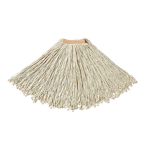 Rubbermaid Commercial Products Dura Pro Large 24 OZ Cotton Wet Mop, 1" Headband, White, for Industrial/Professional General Purpose Floor Cleaning or