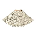 Rubbermaid Commercial Products Dura Pro Large 24 OZ Cotton Wet Mop, 1" Headband, White, for Industrial/Professional General Purpose Floor Cleaning or