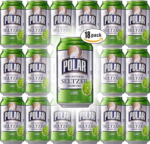 Polar Seltzer Lime, 12oz Cans (Pack of 18, Total of 216 Oz)