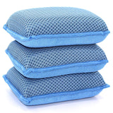 Miracle Microfiber Kitchen Sponge by Scrub-It - Non-Scratch Heavy Duty Dishwashing Cleaning sponges- Machine Washable - (Blue)